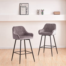 Load image into Gallery viewer, Ainpecca Bar Stools Set of 2 Velvet Bar Stools Breakfast Dining Barstools 142MC
