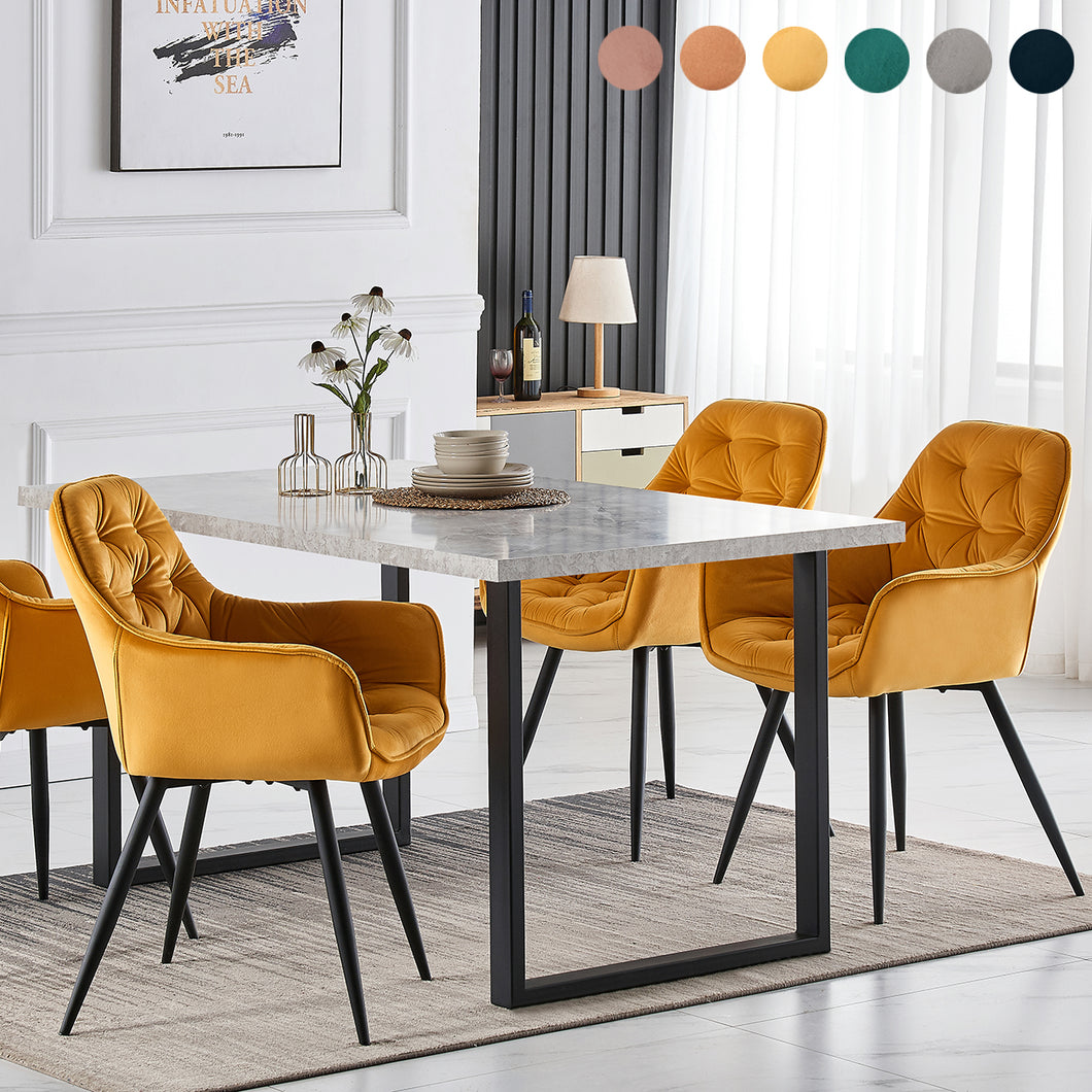 Ainpecca Dining Set Wooden Dining Table MDF Marble Sticker+4 Dining Chairs 108/039MC