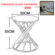 Load image into Gallery viewer, Ainpecca Round Glass Side Table Stainless Steel CT214
