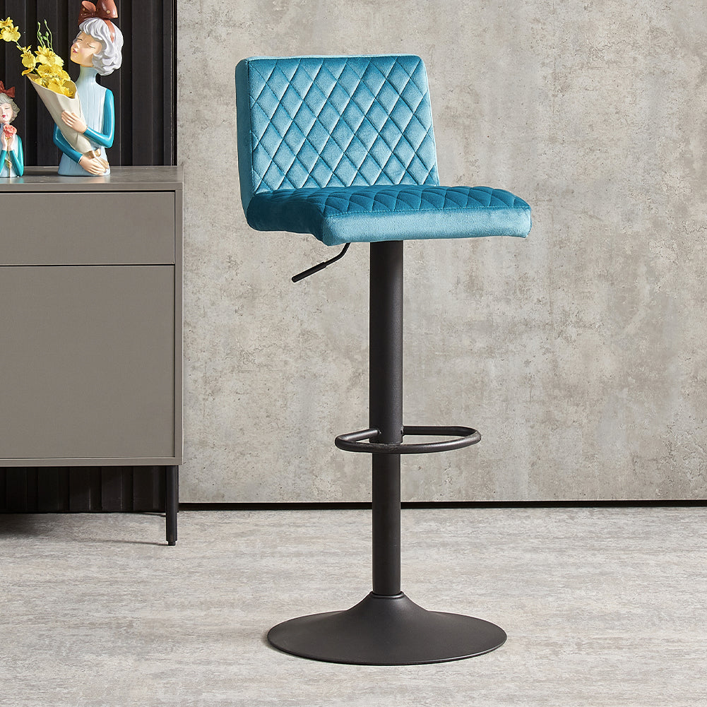 Ainpecca Bar Stools Set of 2 Velvet Chair Diamond Stitch 012MC