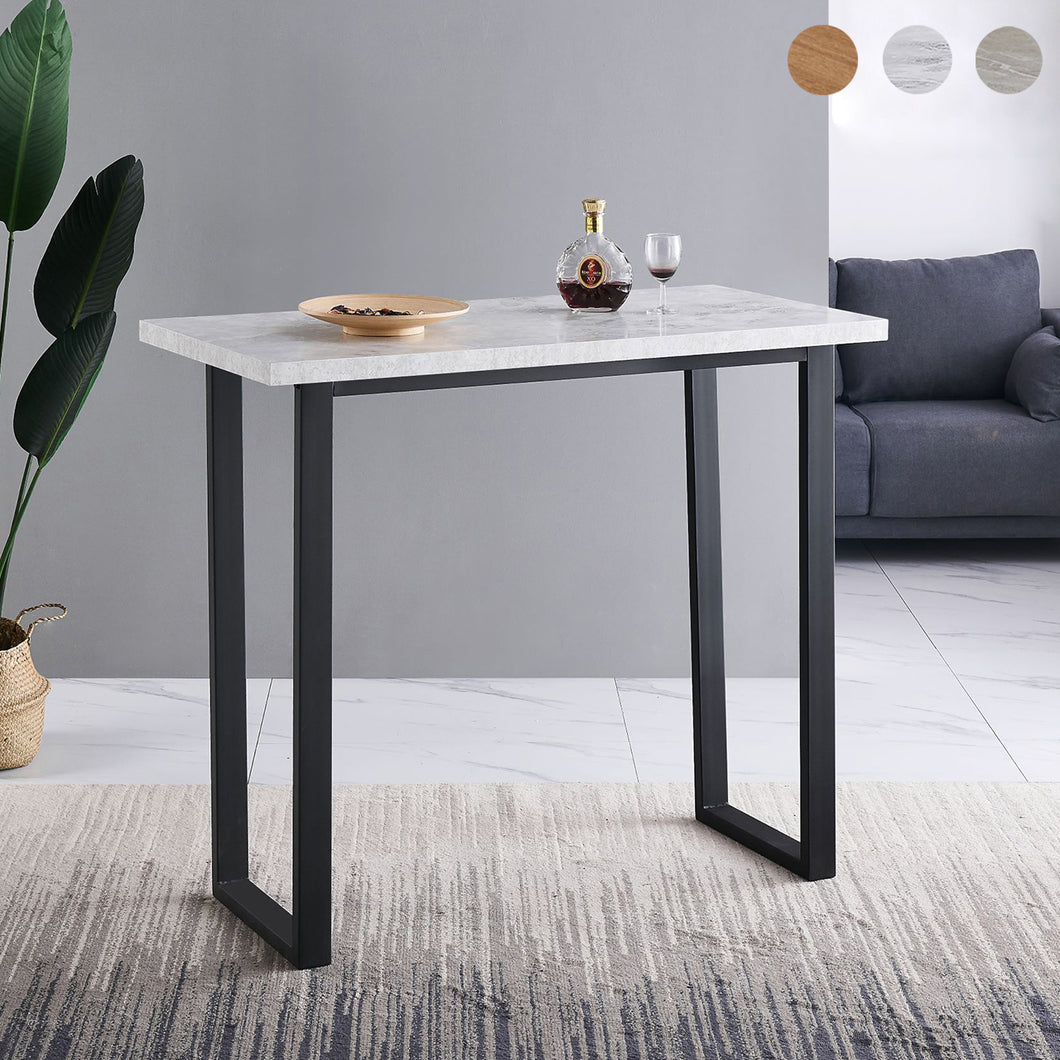 Ainpecca Bar Table Breakfast Counter Table with Marble Effect Top and Metal Legs Industrial Style Coffee Kitchen 105BT