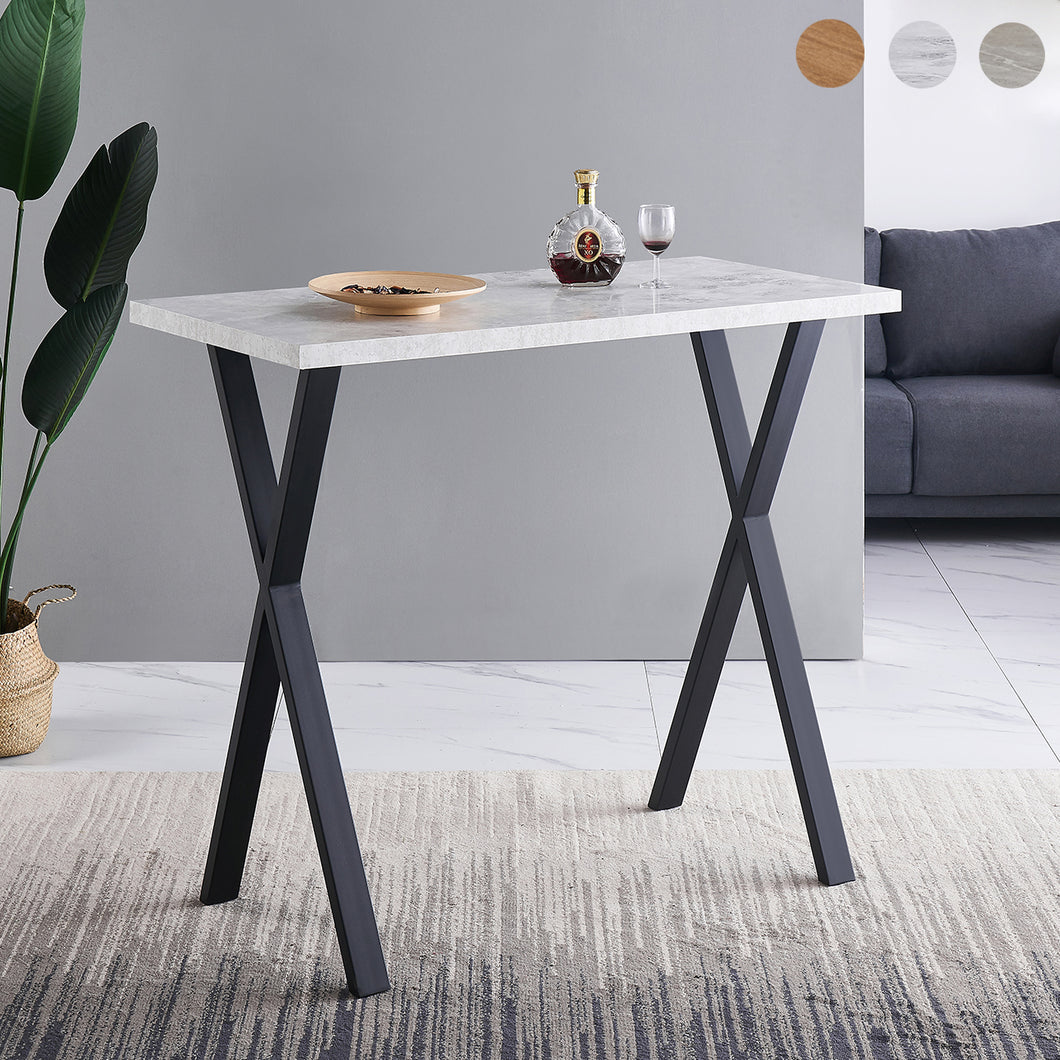 Ainpecca Bar Table Breakfast Counter Table with Marble Effect Top and Metal Legs Industrial Style Coffee Kitchen 104BT