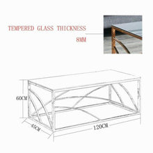 Load image into Gallery viewer, Ainpecca Silvery Coffee Table Stainless Steel Side Table Transparent Tempered Glass AS5
